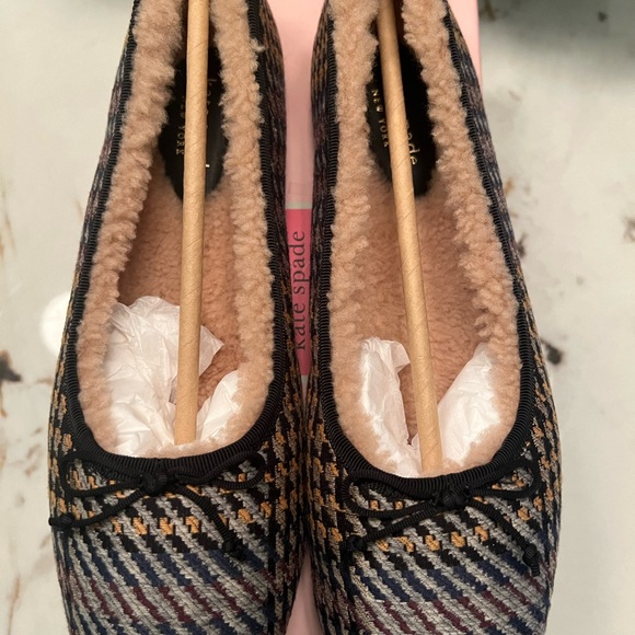NIB Kate Spade New York Honey Shearling Grey Multi Ballet Flats size 9B - Picture 3 of 9